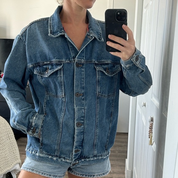 Free People Ramona Trucker Denim Jean Jacket M - Picture 12 of 16